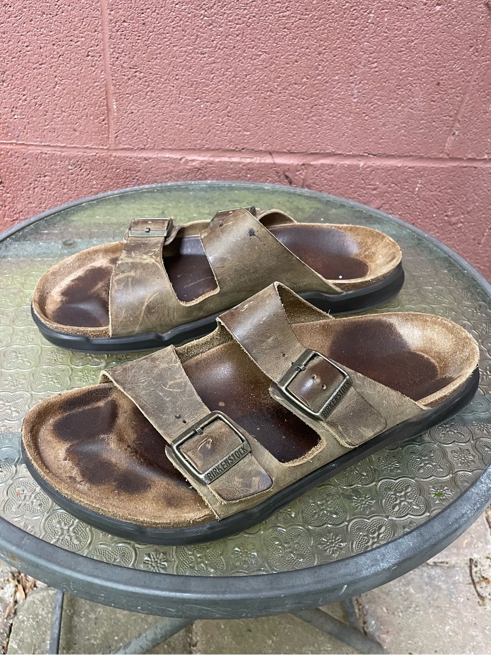 Birkenstock Arizona Crosstown Waxy Leather Sandals Size 45